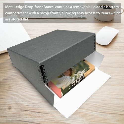 Golden State Art, Drop Front Archival Storage Box, Gray, 16.75x20.75x3 Inch - Image 2