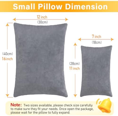 1 MIDDLE ONE 2 Pack Small Pillow, 16 X 12 Inches, Memory Foam Mini Pillow for Travel, Camping, Sleeping, Nap and Neck, Knee, Lumbar Support, Tiny Cushion for Pet, Dogs (Grey) - Image 2