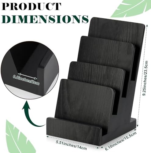 4 Tier Wood Brochure Display Stand 6 x 9 inch Black Brochure Holder Pamphlet Display Stand for 5.5 x 8.5 inch 5 x 7 inch Booklets Menus Postcard Holder Multi Purpose Organizer - Image 2