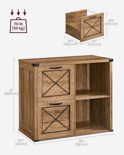 VASAGLE Lateral File Cabinet, Filing Cabinet with 2 Drawers, Printer Stand - Image 3
