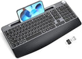 GAMCATZ Ergonomic Wireless Keyboard with Wrist Rest-Low-Profile,Phone/Tablet Holder,Quiet Design，Windows & Mac OS，Full Size Cordless USB Computer Keyboard for Desktop,Laptop, PC, Mac, Windows-Black by WirelessKeyboardAndMouse