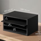 Ballucci Paper Organizer, 3-Tier Stackable Wood Desk Organizer, Document File Organizer and Mail Sorter with Adjustable Storage Shelves, Black - Image 3
