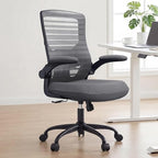 Office Desk Chair for Long Hours & Lower Back Pain Relief – 4“ Thick Molded Foam Cushion, Enhanced Lumbar Support, Padded Flip-up Armrests, Ideal for Office or Study (Dark Gray) - Image 2