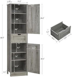 Iwell 66.9" Tall Bathroom Storage Cabinet with 2 Doors & 1 Drawer - Image 3