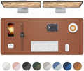 Leather Desk Pad Protector,55"x17" - Premium Desk Mat, Office Desk Mat, Large Mouse Pad,Non-Slip Desk Blotter,Waterproof Desk Writing Pad for Office and Home(Brown) by AFIING