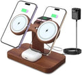 Wood Dual Phone Charging Station Compatible with Magsafe Charger by Xunhomon