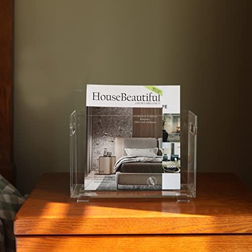 Crystal Clear Acrylic Magazine Holder,Space Saving Magazine Rack, Book Basket, Storage Organizer Bin for Living Room, Bathroom, Home Office, Newspapers - Image 3