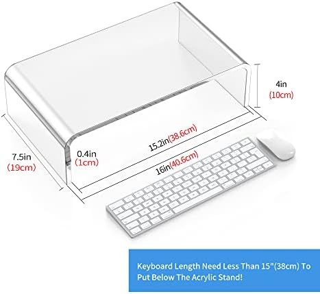 Acrylic Monitor Stand Riser Clear Laptop Stand Riser L16 xW7.5 xH4 - Image 2