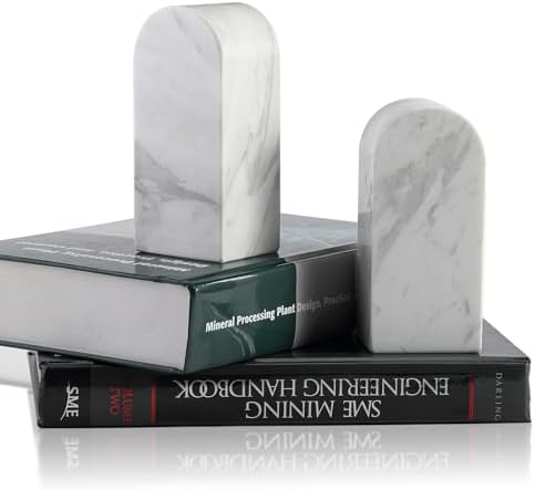 Koville Luxury Greek Marble Bookends for Shelves, Decorative Book Ends, 7lbs Heavy-Duty Marble Book Holders, Bookshelf Apartment Decor for Normal Books/CD/Video Games(Volakas) - Image 6