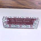 Artblox Personalized Name Plate for Desk | Vintage Design On Clear Acrylic Glass | Custom Plaque Desk Name Plate Personalized Your Name and Credentials Office Office Sign Engraved Plaque - Image 4
