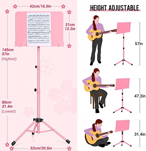 CAHAYA Sheet Music Stand Dual-use Converts to Desktop Stand Adjustable Pink - Image 2