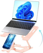 Ergonomic 2-in-1 Laptop Phone Stand for Desk, Pink Laptop Stand Adjustable Riser, Sturdy and Portable, Fits All Laptops and Phone (Pink) by Unknown