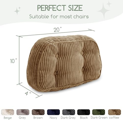 HIGOGOGO Lumbar Support Pillow for Recliner Chair/Accent Chair/Couch/Office Chair, Tufted Corduroy Back Support Cushion for Elderly, Recliner Cushions for Back Rest, Pain Relief, Reading, Coffee - Image 2