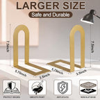 Chunful 8 Pcs Gold Metal BookEnds Shelves, 7.5 x 5.75 x 3.5 in - Image 2