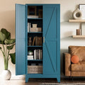 COFaR Home Farmhouse Storage Cabinet with Barn Door, Tall Kitchen Pantry Cupboard with Adjustable Shelves, for Dining Room, Bathroom, Living Room Blue. by COFAR