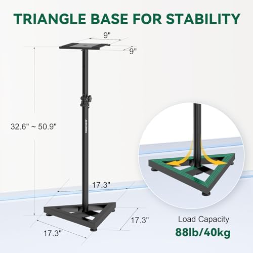 Vondynote Pair Studio Monitor Stands 32.6"-50.9" Base Floor Speaker Stands - Image 5