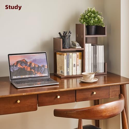 Aibiju Small Bookshelf for Small Space, Unique Cactus Bookcase, Kitchen Counter Shelf Desktop Organization, Light Walnut YD-DSR002LW - Image 4