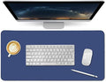 Desk Mat, Waterproof Desk Pad Protector, Eco-Friendly Natural Cork & Leather Double-Sided Office Desk Mat Mouse Pad, Smooth Surface Soft Desk Writing Mat for Office Home Work Game (Blue, 47x24Inch) by ELEOPTION