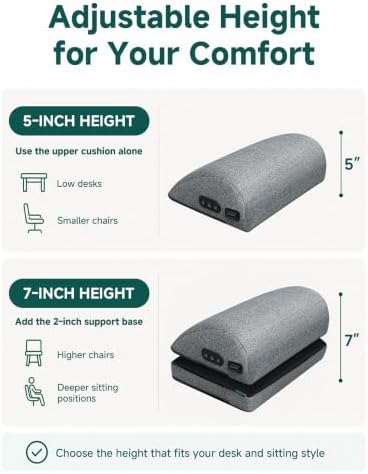 Snailax Heated Foot Rest Under Desk, Adjustable Height Foot Stool - Image 3