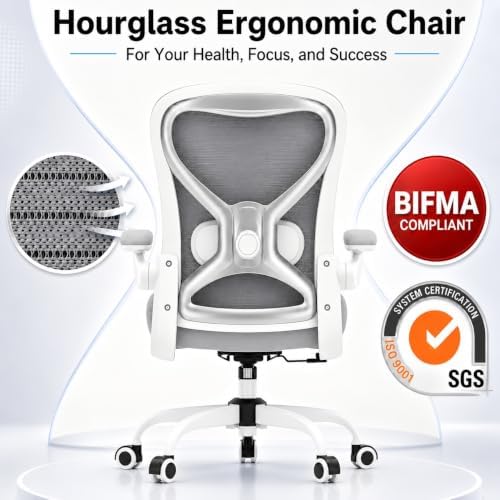 Ergonomic Home Office Chair, 4-Way Lumbar, Thick Cushion, 330LBS (Gray/Finish Silver) - Image 6
