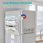 5-Tier Magnetic File Organizer, No Drilling Installation, White Magnetic Paper Holder, Magazine Rack for Refrigerator and File Cabinets - Image 2