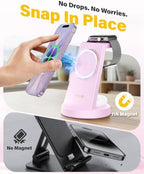 3 in 1 Fast Charging Station for iPhone, 25W Wireless Magnetic Phone Charger for iPhone 17 16e 16 15 14 13 12 Serise, Watch Charger Stand, Wireless Charging Station for AirPods 4 3 Pro, Pink - Image 5
