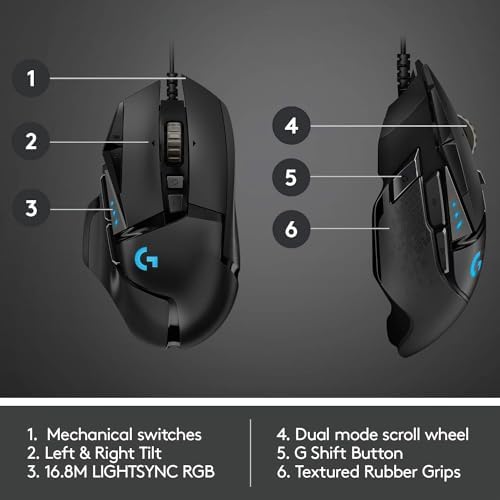 Logitech G502 Hero High Performance Wired Gaming Mouse, Hero 25K Sensor, 25,600 DPI, RGB, Adjustable Weights, 11 Buttons, On-Board Memory, PC/Mac, Pack of 4 - Image 6