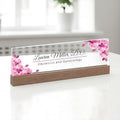 ARTBLOX | Personalized Name Plate Pink Orchid V2 Clear Acrylic | for Desk with Business Card Holder by Artblox