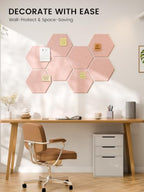 Fluxynara 8-Pack Hexagon Felt Bulletin Board Tiles, Pink-1 - Image 6