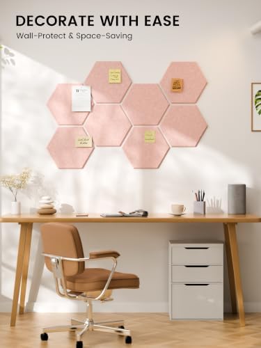 Fluxynara 8-Pack Hexagon Felt Bulletin Board Tiles, Pink-1 - Image 6