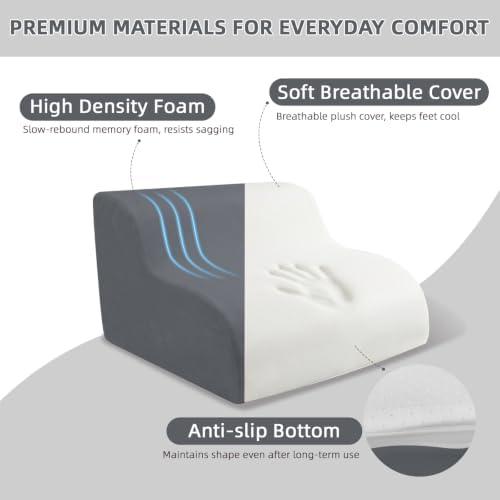 Foot Rest for Under Desk at Work,2-Tier Footrest with Handle Grey - Image 3