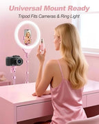 UBeesize 12'' LED Ring Light with 62'' Tripod Stand, Selfie Ring Light for Video Recording, Live Streaming, TikTok & YouTube, Compatible with iPhone & Android (Pink), (Pack of 5) - Image 3