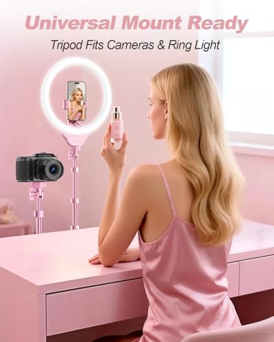 UBeesize 12'' LED Ring Light with 62'' Tripod Stand, Selfie Ring Light for Video Recording, Live Streaming, TikTok & YouTube, Compatible with iPhone & Android (Pink), (Pack of 5) - Image 3