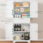 Iwell 67" Tall Storage Cabinet with Adjustable Shelf & 1 Large Drawer, Pantry Cabinet with 4 Doors, Kitchen Cabinets for Dining Room, Living Room, Home Office, White - Image 4