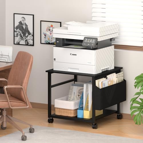 Lerliuo Black Large Printer Stand with Storage - Image 3