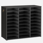 HOOBRO Literature Organizer, 27 Compartments Wooden Mail Organizer, Countertop Literature Sorter with Adjustable Shelves for Home, Office, School, Student Mailbox for Classroom, Black BK27WF01 by HOOBRO
