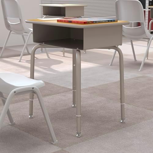 Flash Furniture Metal Student Desk, Maple/Silver - Image 5