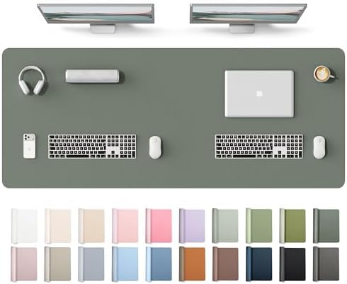 YSAGi Leather Desk Protector, Office Mat, Large Mouse Mat, Non-Slip PU Leather Blotter, Laptop Desk Mat, Waterproof Writing Pad for Office and Home(Dark Green, 63" x 24") by YSAGi