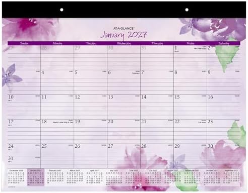 AT-A-GLANCE® Beautiful Day 2027 Monthly Desk Pad Calendar, Standard, 21 3/4" x 17" by AT-A-GLANCE