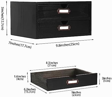 Small Wooden Drawers Wooden Box with Drawer Black - Image 3