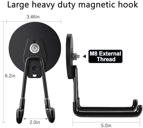 Magnetic Hook Heavy Duty, Cordless Drill Magnetic Hooks, Large Magnetic Storage Hook, Magnet Hooks for Workshop Organization, Garage and Garden Tool Holder(4Pack) - Image 3