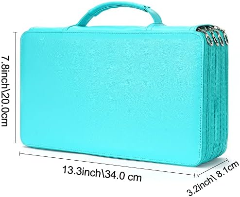 Vomgomfom PU Leather Pencil Case, Holds 100 Markers/300 Pens,Solid Green - Image 2