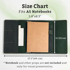 Leather A5 Notebook Cover – Refillable Journal Cover with Pen Holder & Card Slots, Handmade Leather Notebook Case, Fits A5 Notebooks (Paper Not Included), Green - Image 2