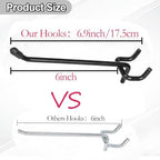 80 Pack 6 Inch Black Pegboard Hooks,Extra Thick 1/4" Peg Board Hooks Heavy Duty for Hanging, Pegboard Accessories for Kitchen, Gym,Garage,Store Wall Organizer - Image 2