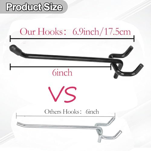 80 Pack 6 Inch Black Pegboard Hooks,Extra Thick 1/4" Peg Board Hooks Heavy Duty for Hanging, Pegboard Accessories for Kitchen, Gym,Garage,Store Wall Organizer - Image 2