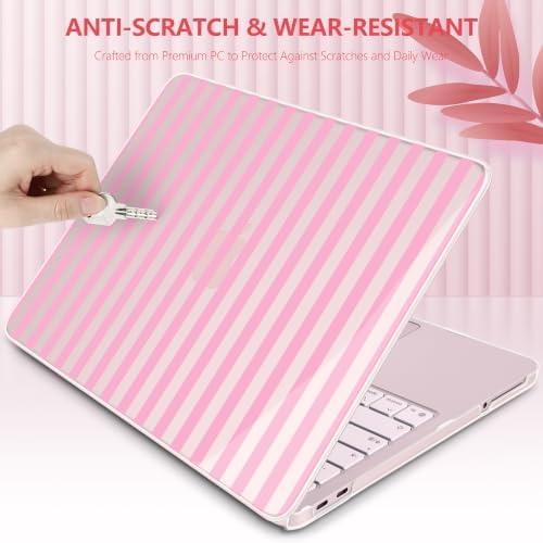 for MacBook Neo 13 inch Case 2026 (Model A3404, A18 Pro) Precision Fit & Scratch Unique Design Hard Shell, Keyboard Cover, Trackpad Protector, 2 OTG Adapter, for Women Cute, Pink Stripes - Image 7