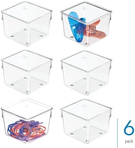 iDesign Plastic Drawer Organizer Bins, Set of 6, Clear - Image 2