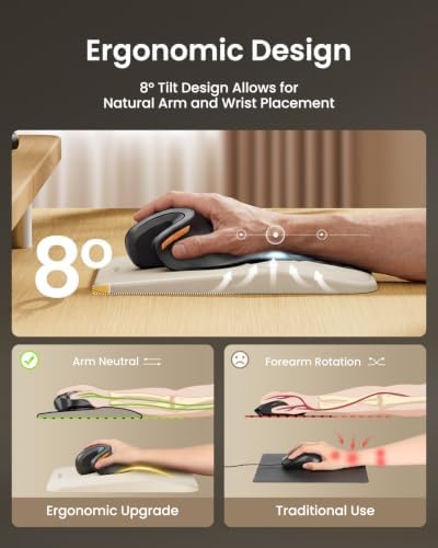 ProtoArc MP50 Ergonomic Mouse Pad with Wrist Support, Lycra Surface, Beige - Image 2
