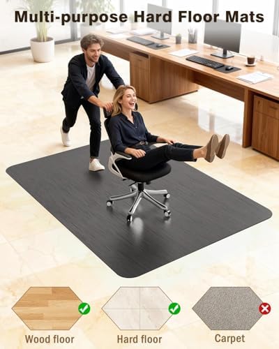 Blvornl Ultra Large Office Chair Mat for Hardwood Floor, Rolling Chair Mat for Hard Wood, Large Anti-Slip Hard Floor Protector, Heavy Duty Computer Desk Rug for Office and Home 47.2"*53" Black - Image 7