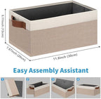 GhvyenntteS Small Fabric Storage Bins 6 Pack, 11.8" x 7.87" x 5.11" Storage Basket with Leather Handles, Closet Storage Bins for Shelves, Storage Baskets for Shelves, DVD Storage (Pink/White) - Image 2